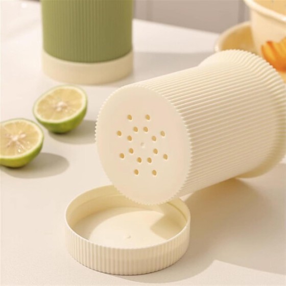 Kitchen Countertop Utensil Organizer - Durable Plastic Material, Ideal for Countertops, Vertical Stripe Design, Green